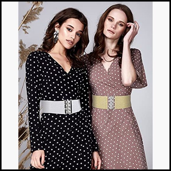 Wide Elastic Stretch Belt with Alloy Buckle for Women